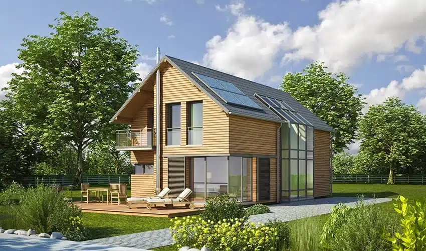 Image d'une maison maison passive en bois