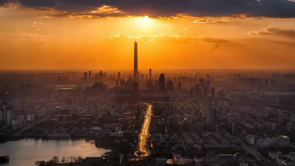 Une ville prise au loin