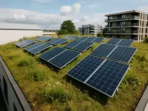photo toiture bio solaire avec un toit végétalisé