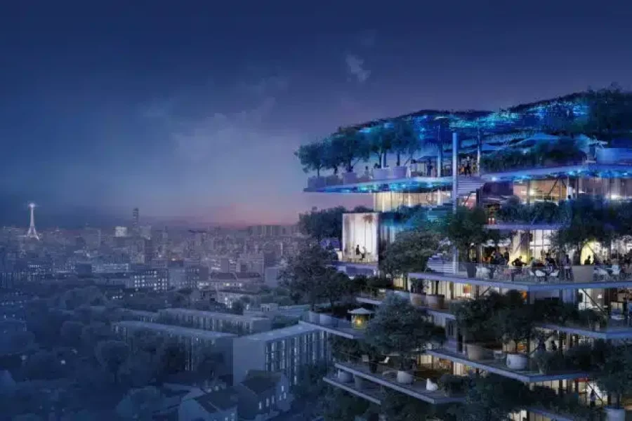 Kremlin immeuble végétalisé de nuit